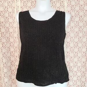 Vintage 90s R&M Richards black glitter sleeveless blouse Size large